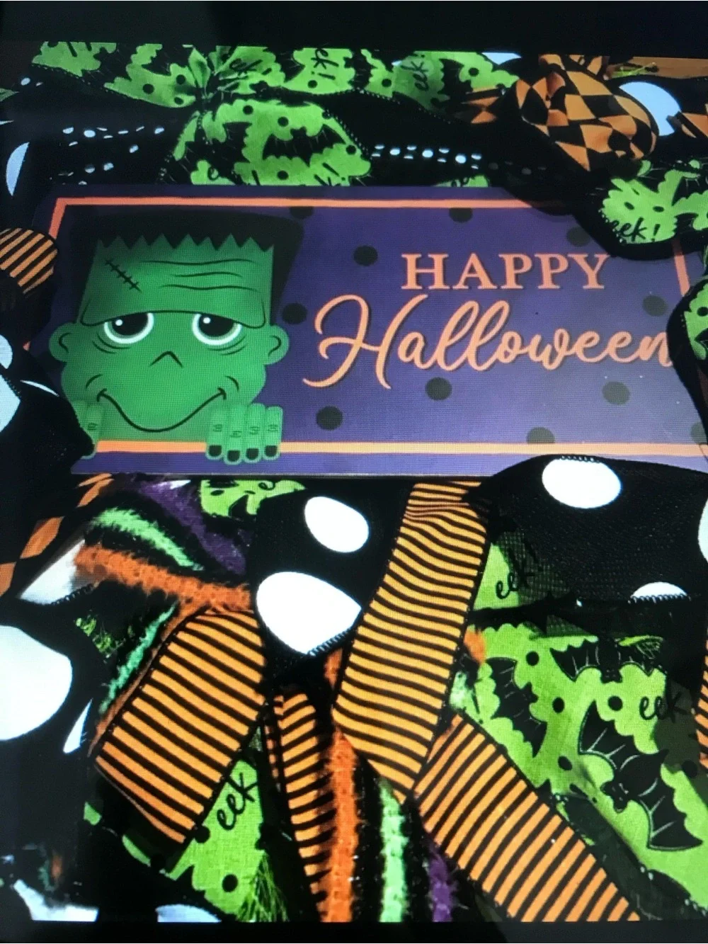 Halloween 🎃 Frankenstein Wreath Handmade Purple Green Custom Final Sale